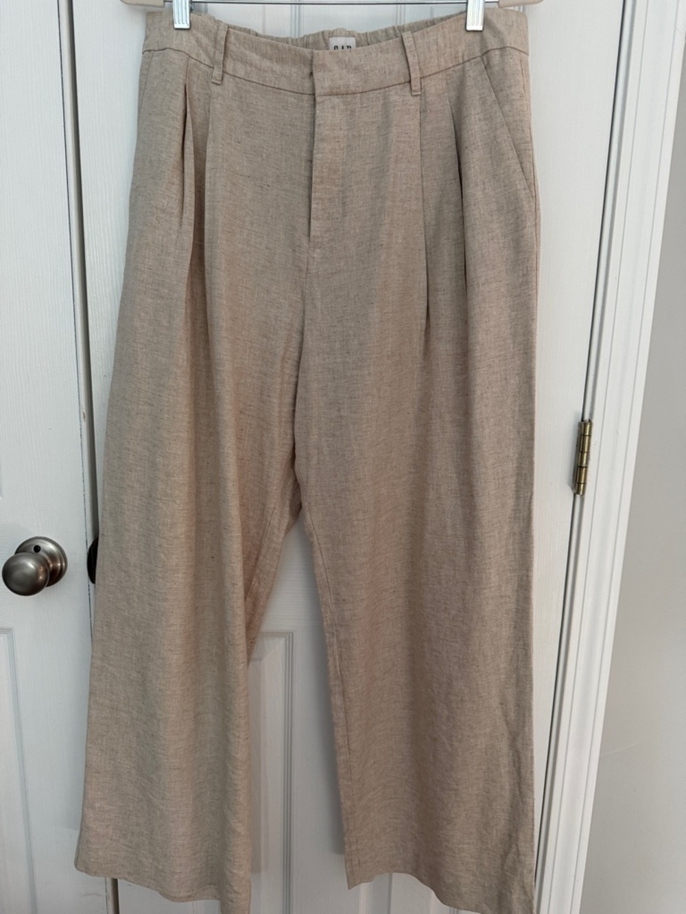 GAP Beige Pleated Wide-Leg Chinos